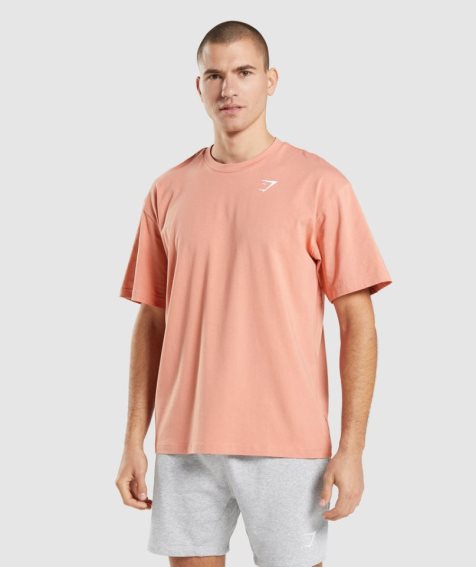 Men's Gymshark Essential Oversized T-Shirts Pink | CA 6NDA58